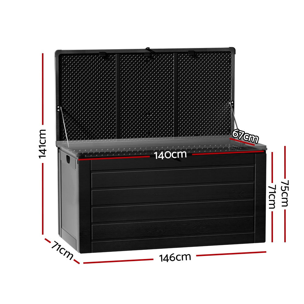 Outdoor Storage Boxes: Gardeon Outdoor Storage Box 680L Container Lockable Garden Bench Shed Tool All Black