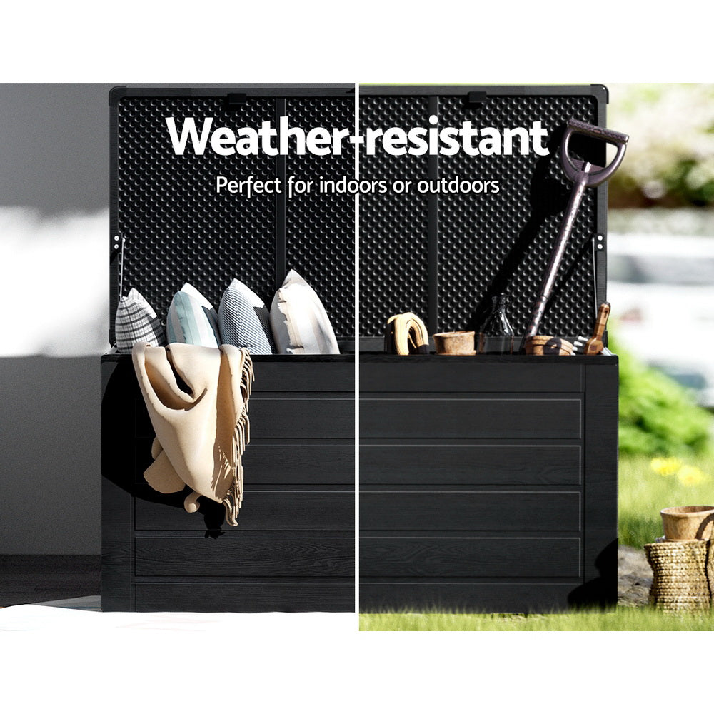 Outdoor Storage Boxes: Gardeon Outdoor Storage Box 680L Container Lockable Garden Bench Shed Tool All Black