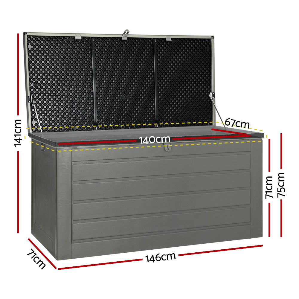 Outdoor Storage Boxes: Gardeon Outdoor Storage Box 680L Container Lockable Garden Bench Tool Shed Black