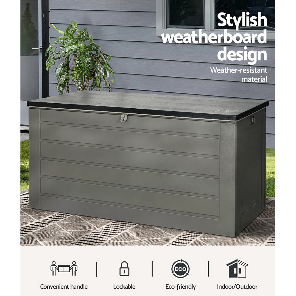 Outdoor Storage Boxes: Gardeon Outdoor Storage Box 680L Container Lockable Garden Bench Tool Shed Black