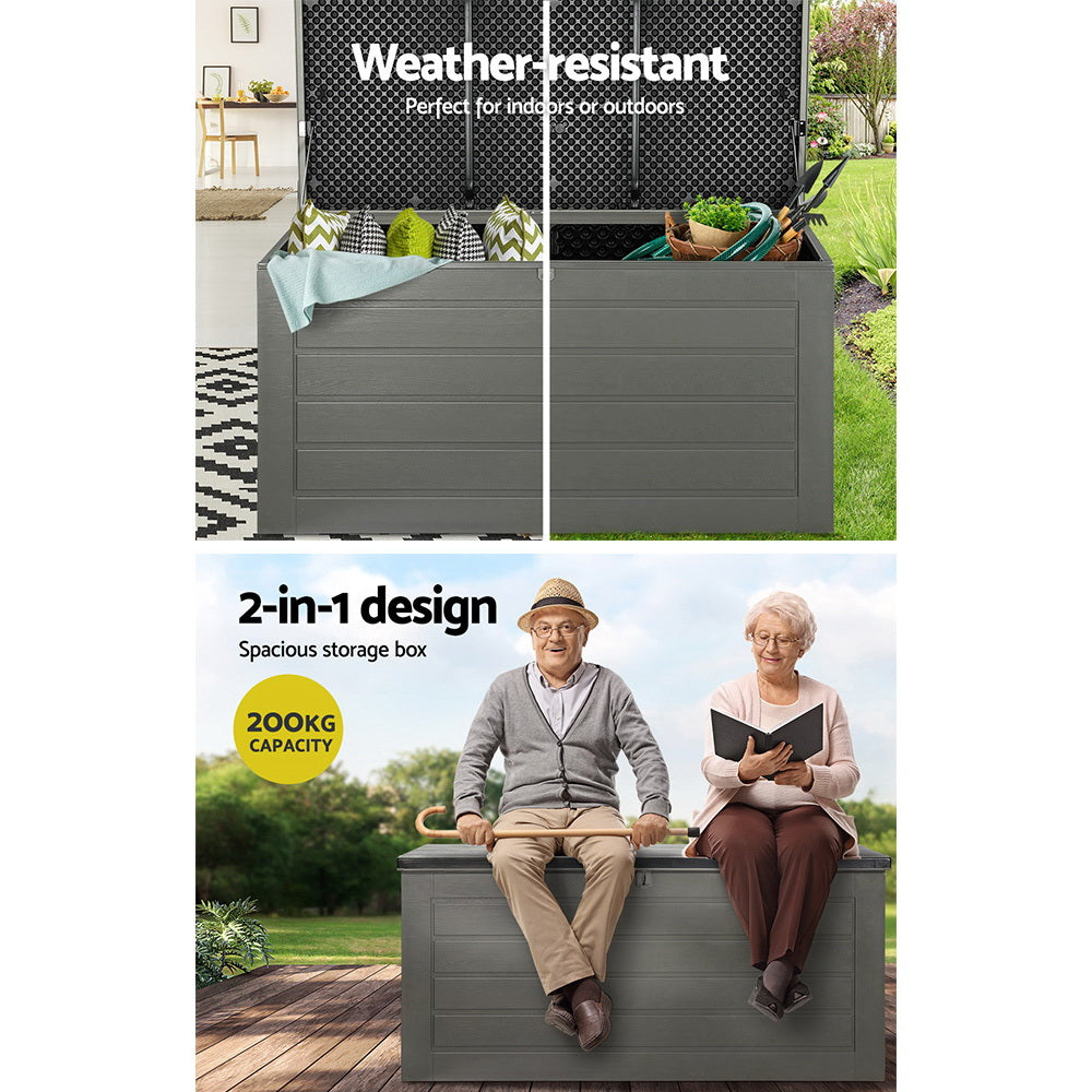 Outdoor Storage Boxes: Gardeon Outdoor Storage Box 680L Container Lockable Garden Bench Tool Shed Black