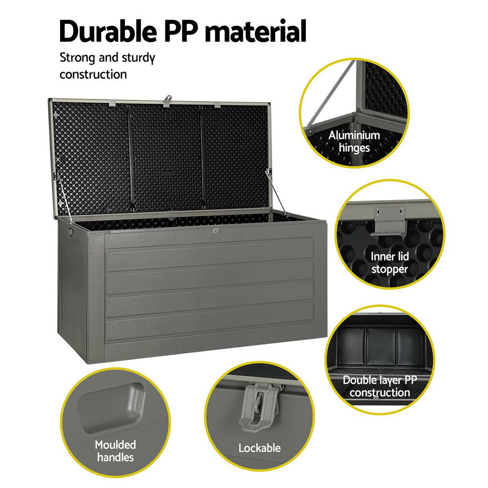 Outdoor Storage Boxes: Gardeon Outdoor Storage Box 680L Container Lockable Garden Bench Tool Shed Black