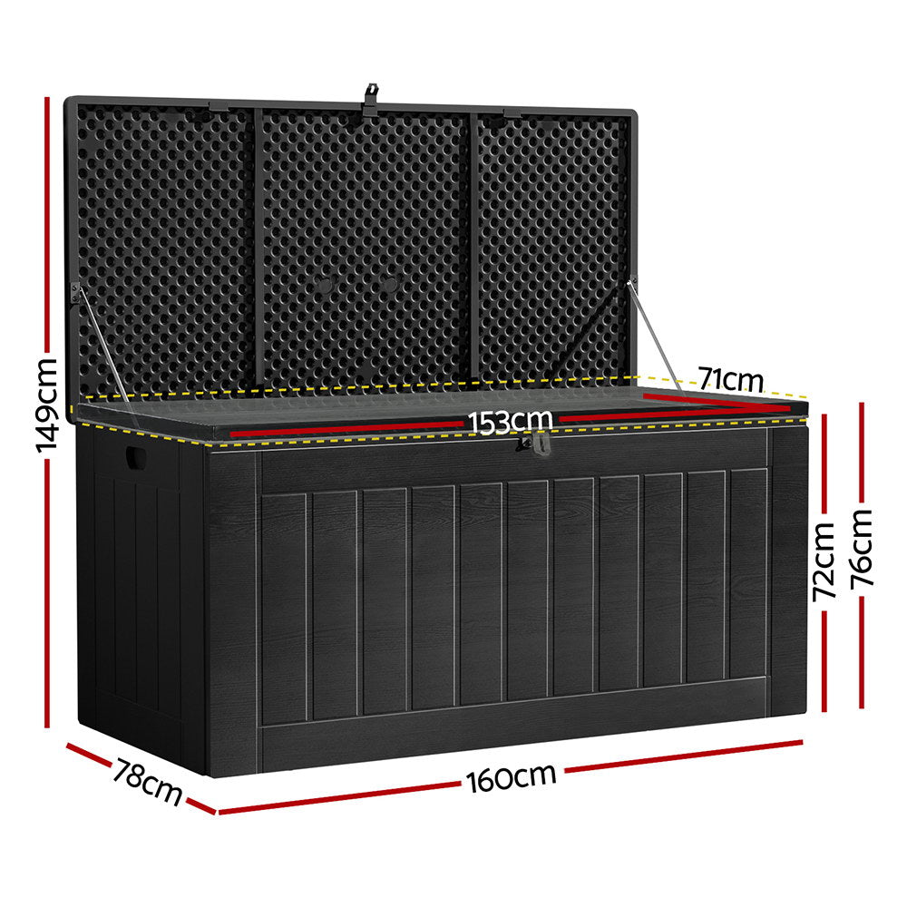 Sheds: Gardeon Outdoor Storage Box 830L Container Lockable Bench Tool Shed All Black