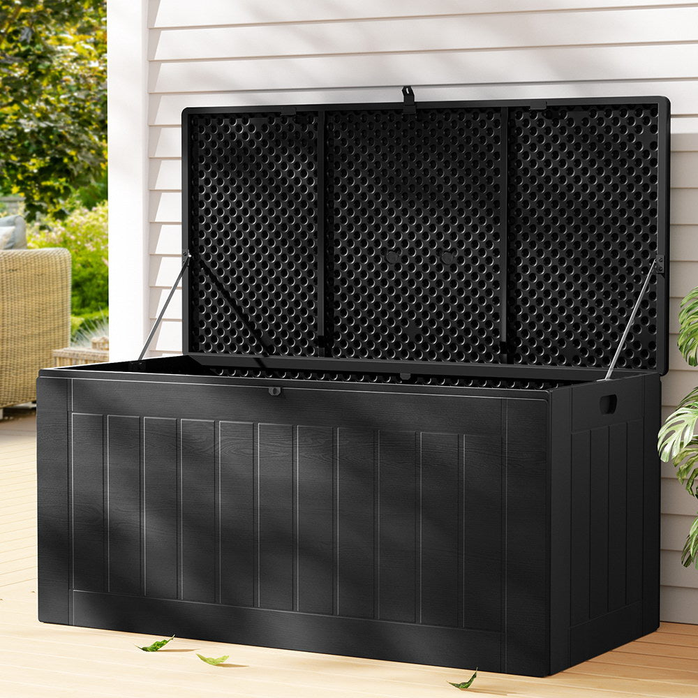 Sheds: Gardeon Outdoor Storage Box 830L Container Lockable Bench Tool Shed All Black