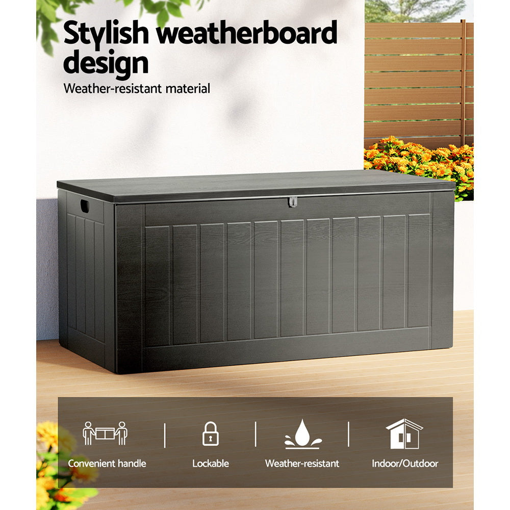 Outdoor Storage Boxes: Gardeon Outdoor Storage Box 830L Container Lockable Garden Bench Tool Shed Black