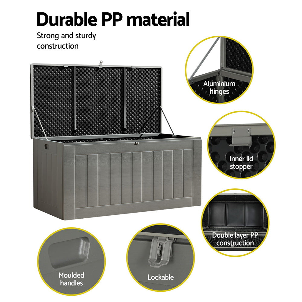 Outdoor Storage Boxes: Gardeon Outdoor Storage Box 830L Container Lockable Garden Bench Tool Shed Black