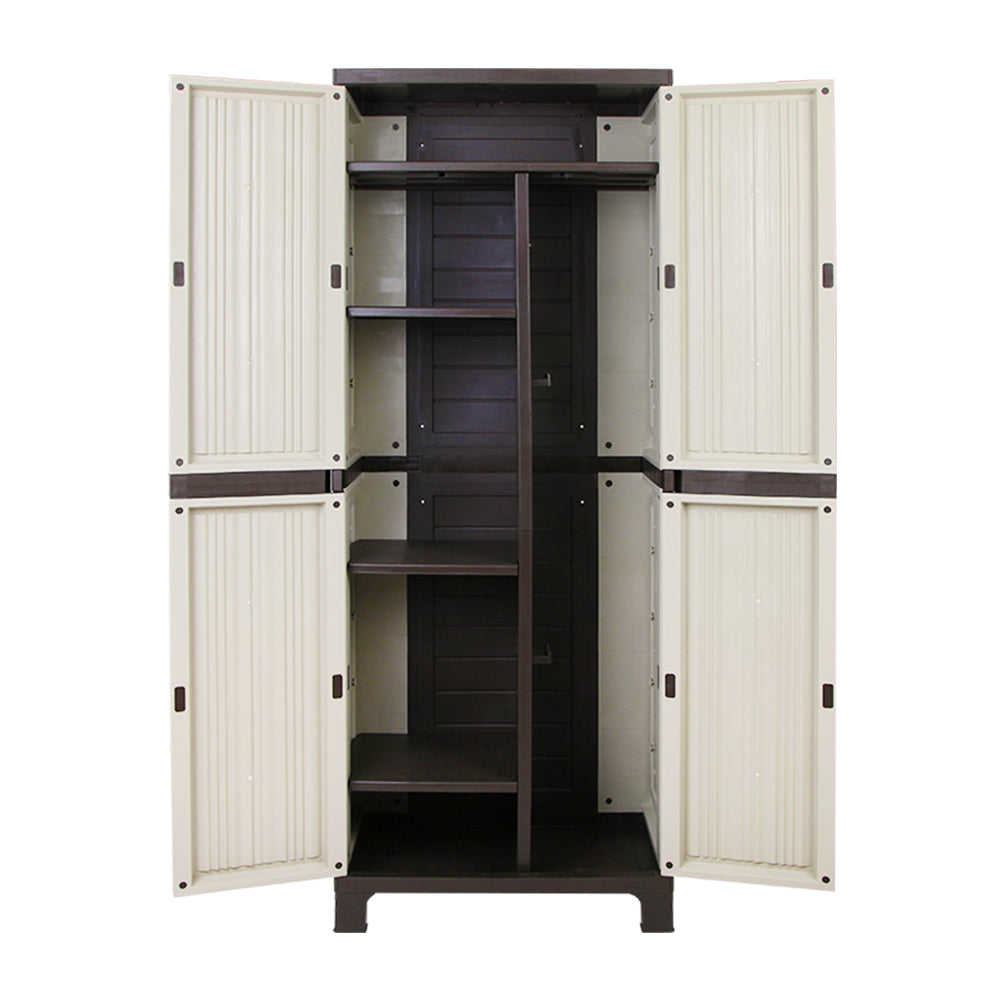 Storage Cabinets & Lockers: Gardeon Outdoor Storage Cabinet Box 173cm Lockable Cupboard Sheds Garage Adjustable Beige