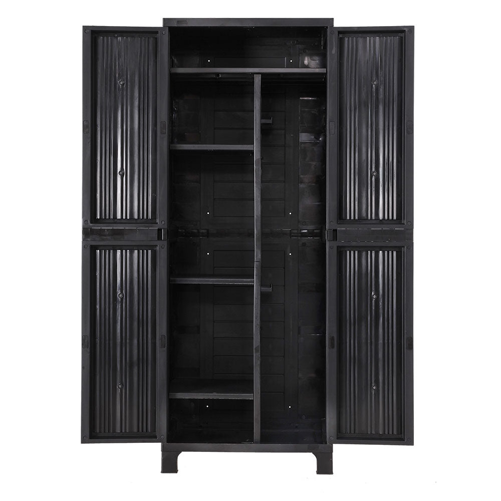 Storage Cabinets & Lockers: Gardeon Outdoor Storage Cabinet Box 173cm Lockable Cupboard Sheds Garage Adjustable Black