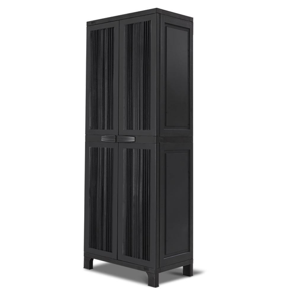 Storage Cabinets & Lockers: Gardeon Outdoor Storage Cabinet Box 173cm Lockable Cupboard Sheds Garage Adjustable Black
