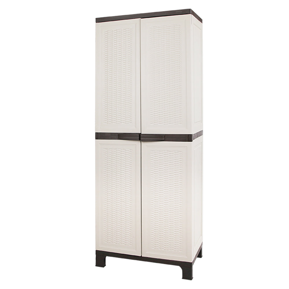Storage Cabinets & Lockers: Gardeon Outdoor Storage Cabinet Box 173cm Lockable Cupboard Sheds Adjustable Rattan Beige
