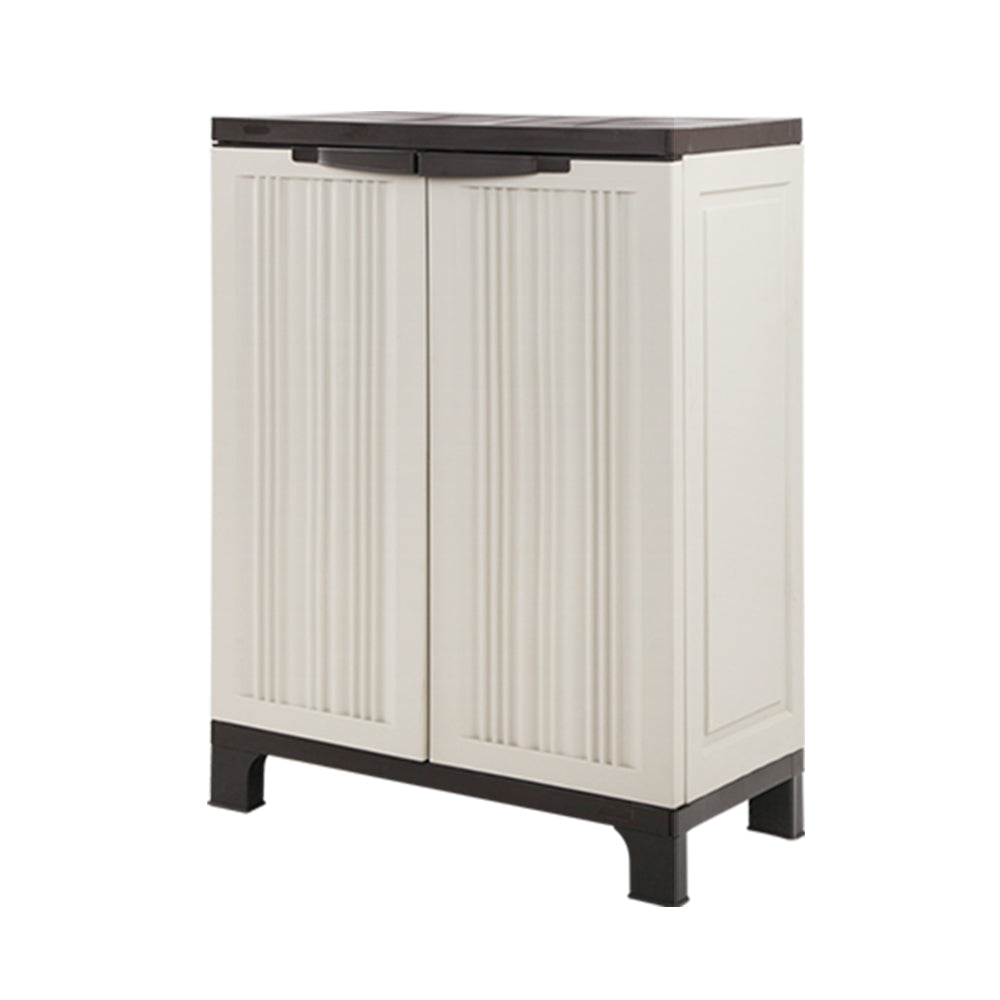 Storage Cabinets & Lockers: Gardeon Outdoor Storage Cabinet Box 92cm Lockable Cupboard Sheds Garage Adjustable Beige