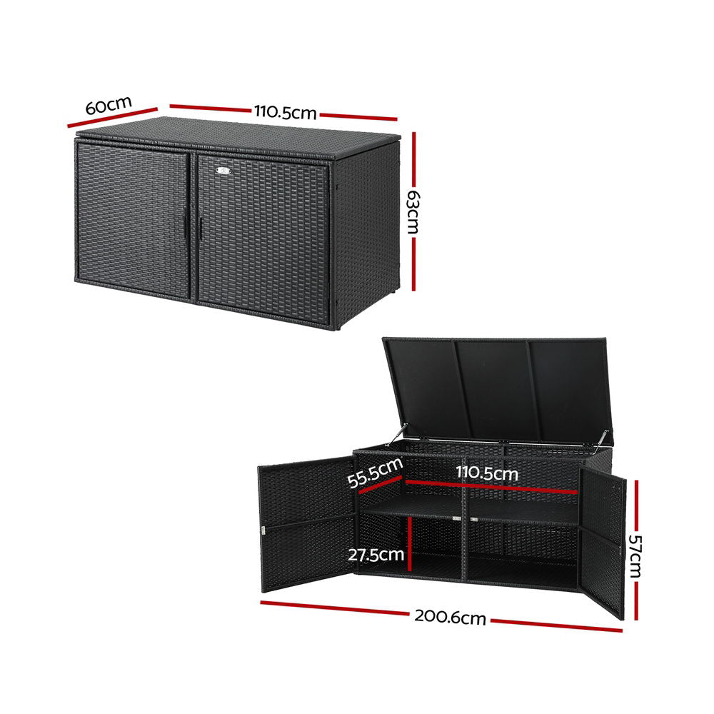 Outdoor Storage Boxes: Gardeon Outdoor Storage Cabinet Box Deck Wicker Shelf Chest Garden Shed Tools Black