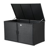 Gardeon Outdoor Storage Cabinet Box Deck Wicker Shelf Chest Garden Shed Tools Black