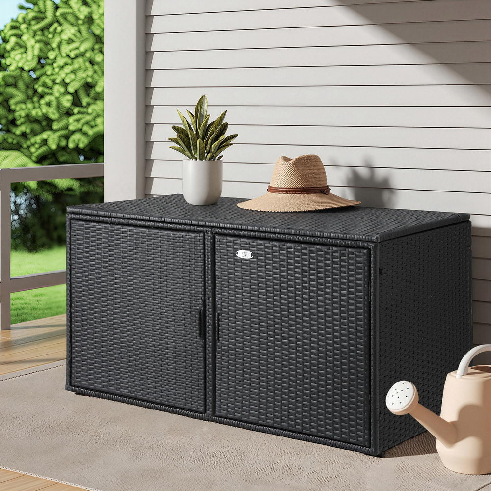 Outdoor Storage Boxes: Gardeon Outdoor Storage Cabinet Box Deck Wicker Shelf Chest Garden Shed Tools Black