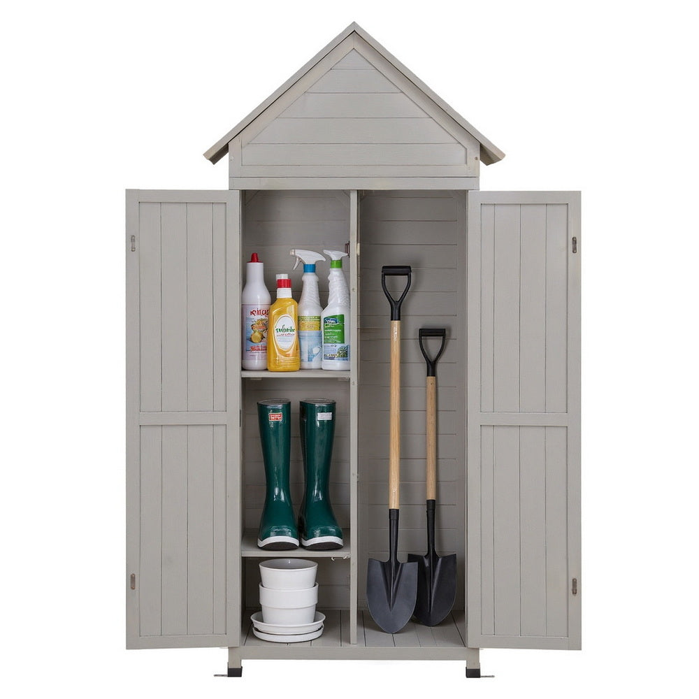 Storage Cabinets: Gardeon Outdoor Storage Cabinet Cupboard Lockable Tool Organizer Shed Adjustable Grey