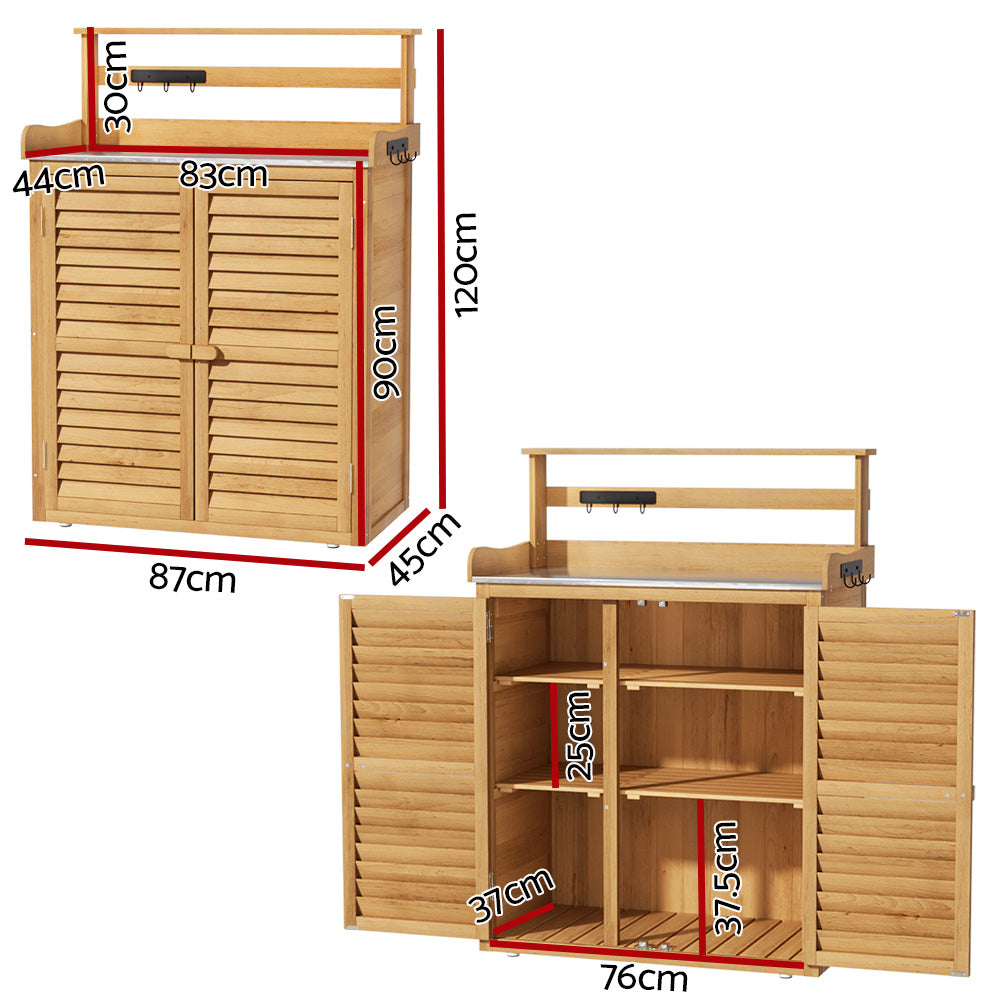 Outdoor Storage Boxes: Gardeon Outdoor Storage Cabinet Box Potting Bench Table Shelf Chest Garden Shed