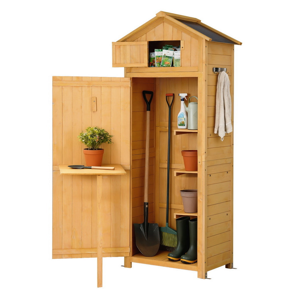 Storage Cabinets: Gardeon Outdoor Storage Cabinet Cupboard Folding Table Tool Organizer Shed Adjustable