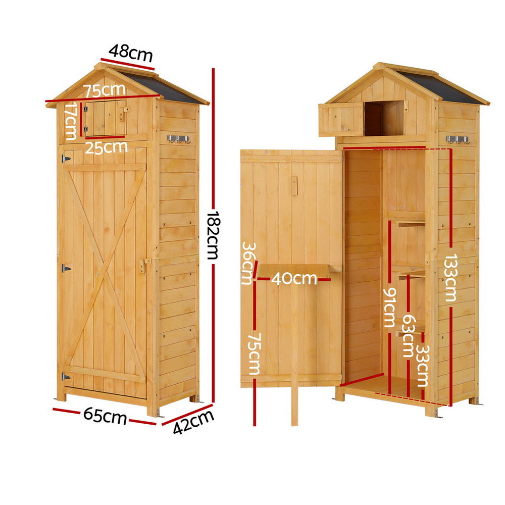 Storage Cabinets: Gardeon Outdoor Storage Cabinet Cupboard Folding Table Tool Organizer Shed Adjustable