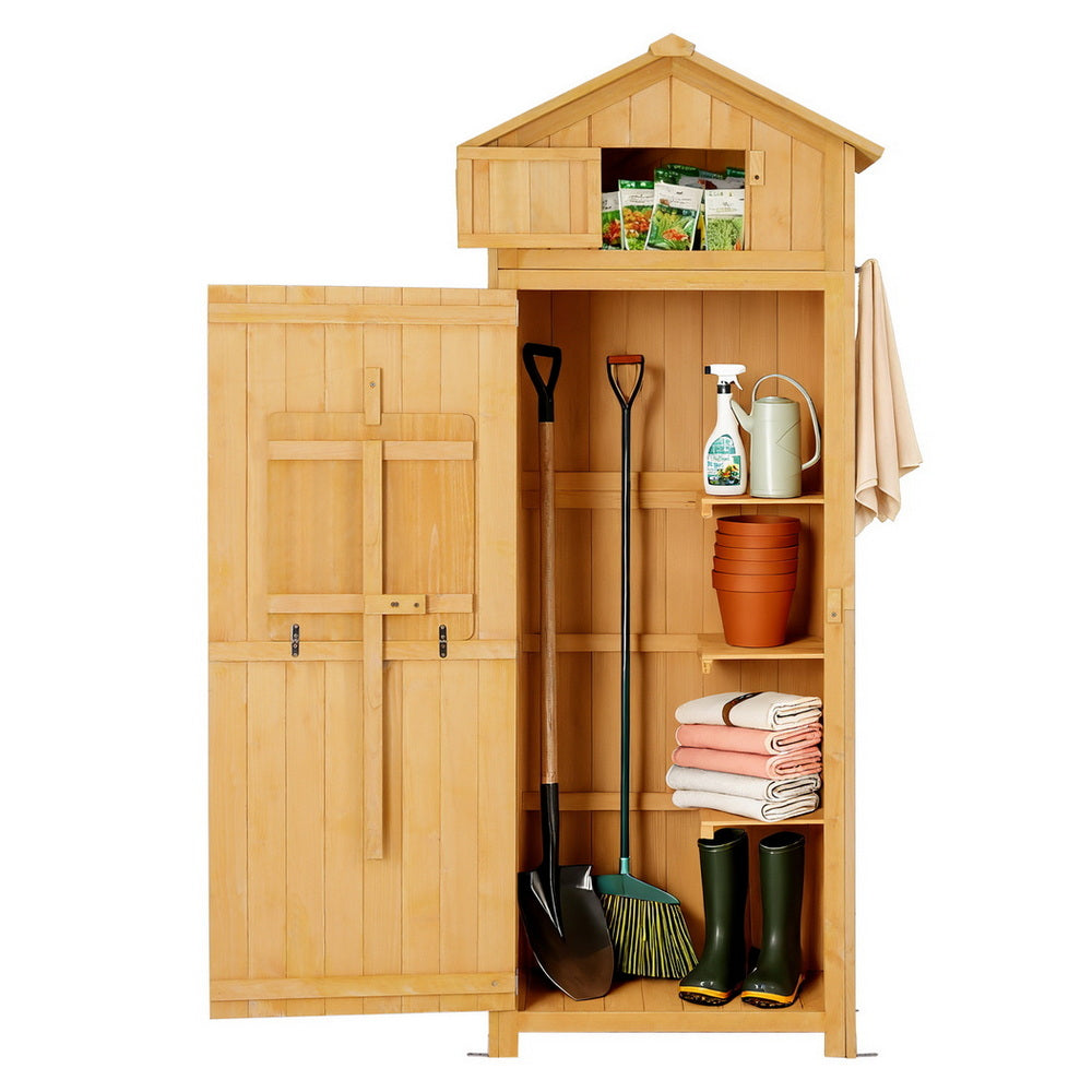 Storage Cabinets: Gardeon Outdoor Storage Cabinet Cupboard Folding Table Tool Organizer Shed Adjustable