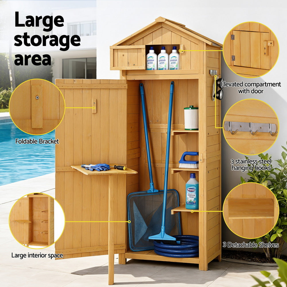 Storage Cabinets: Gardeon Outdoor Storage Cabinet Cupboard Folding Table Tool Organizer Shed Adjustable