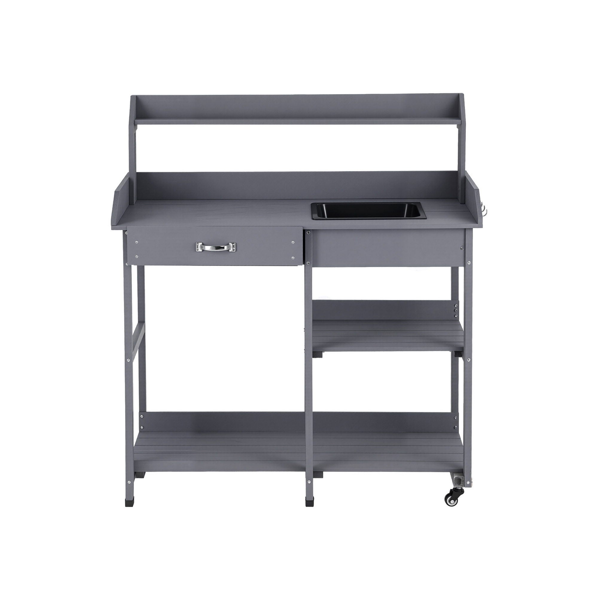 Storage Cabinets & Lockers: Gardeon Outdoor Potting Bench Table Storage Cabinet Potters Garden Workstation Grey