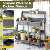 Storage Cabinets & Lockers: Gardeon Outdoor Potting Bench Table Storage Cabinet Potters Garden Workstation Grey