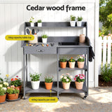 Storage Cabinets & Lockers: Gardeon Outdoor Potting Bench Table Storage Cabinet Potters Garden Workstation Grey