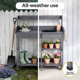 Storage Cabinets & Lockers: Gardeon Outdoor Potting Bench Table Storage Cabinet Potters Garden Workstation Grey