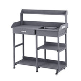 Storage Cabinets & Lockers: Gardeon Outdoor Potting Bench Table Storage Cabinet Potters Garden Workstation Grey