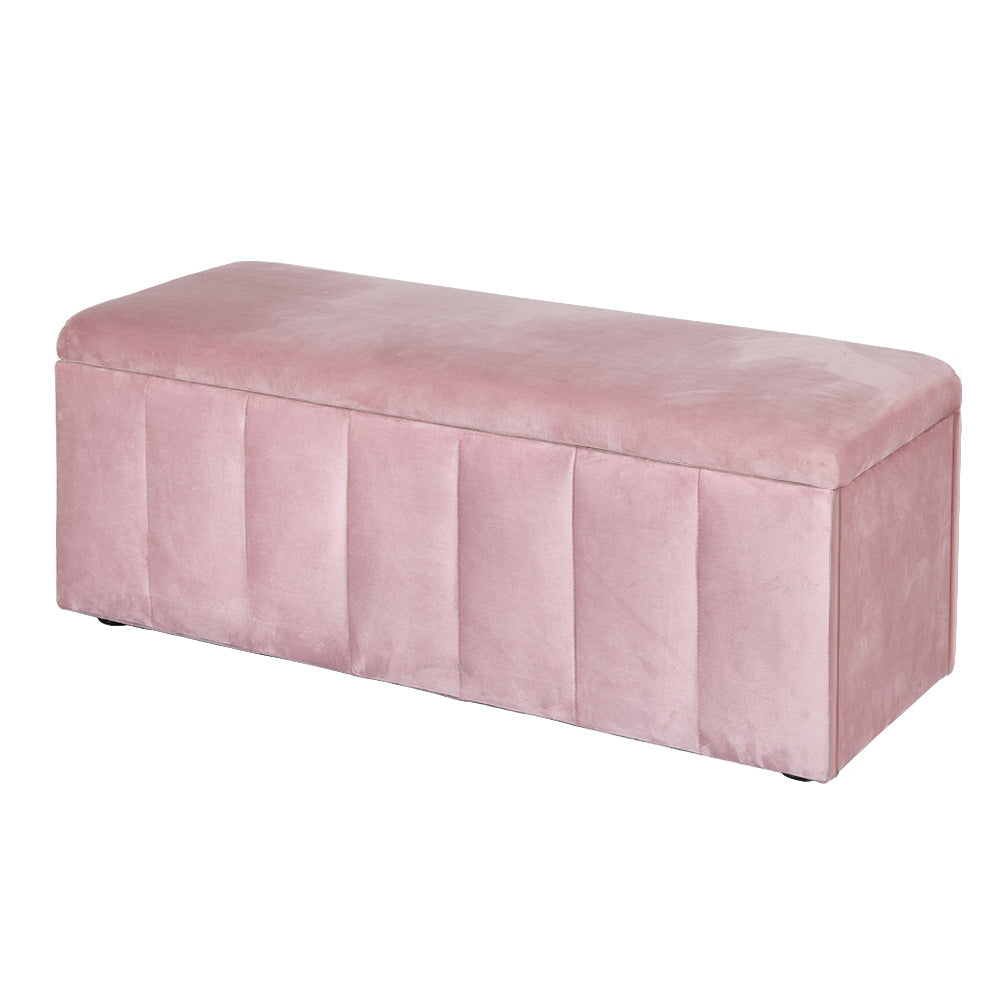 Ottomans & Footstools: Artiss Storage Ottoman Blanket Box 103cm Velvet Pink
