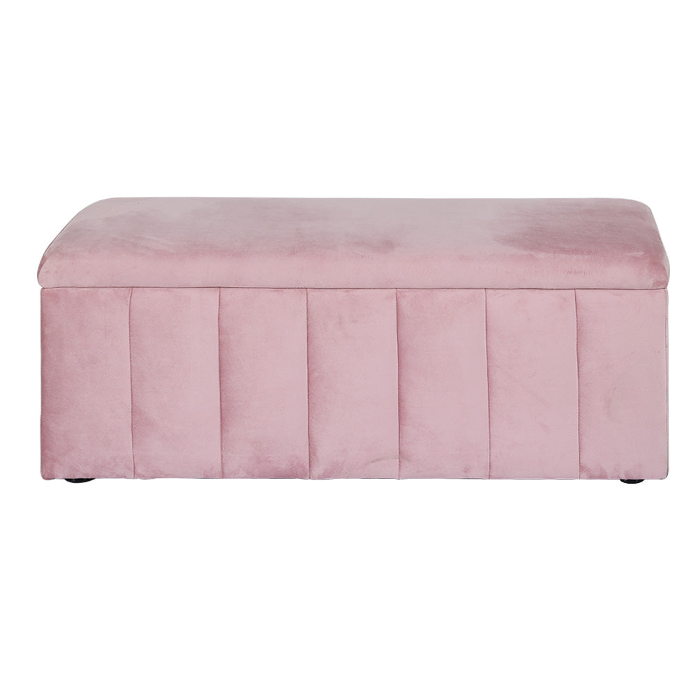 Ottomans & Footstools: Artiss Storage Ottoman Blanket Box 103cm Velvet Pink