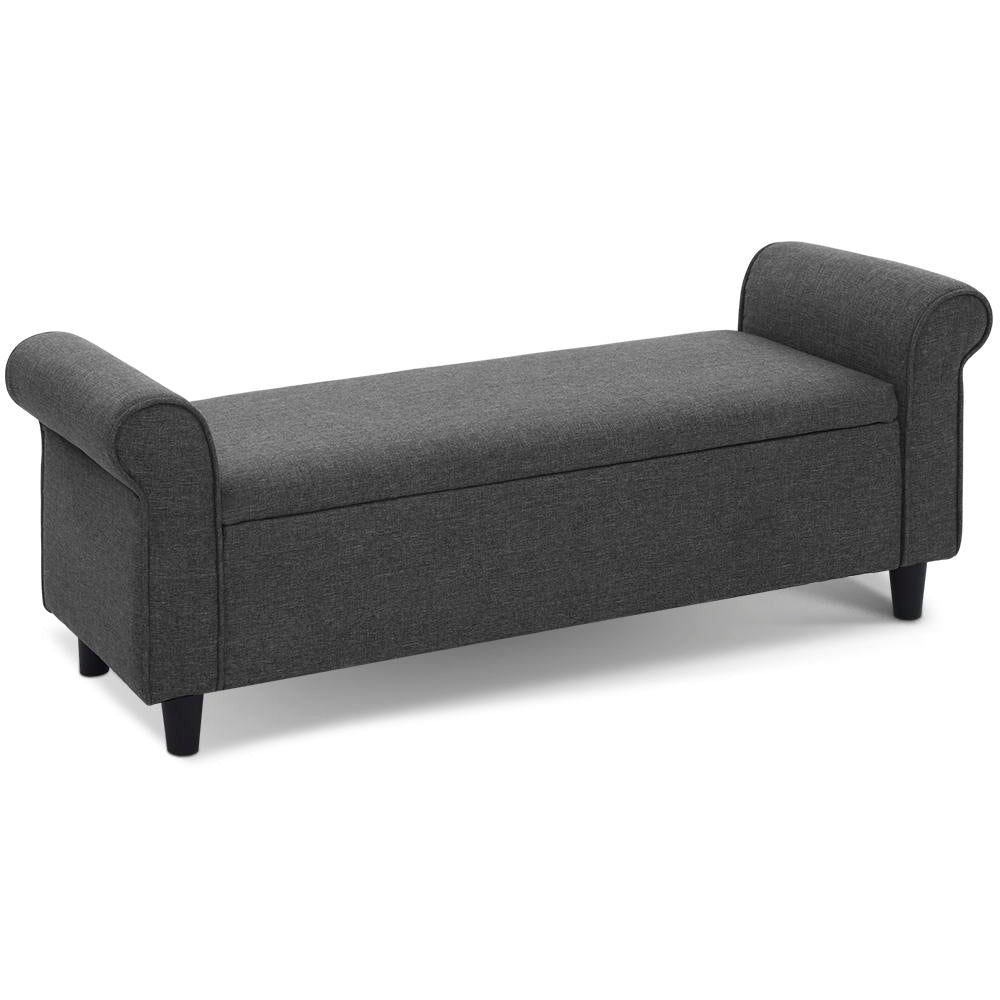 Ottomans & Footstools: Artiss Storage Ottoman Blanket Box 125cm Arm Linen Grey