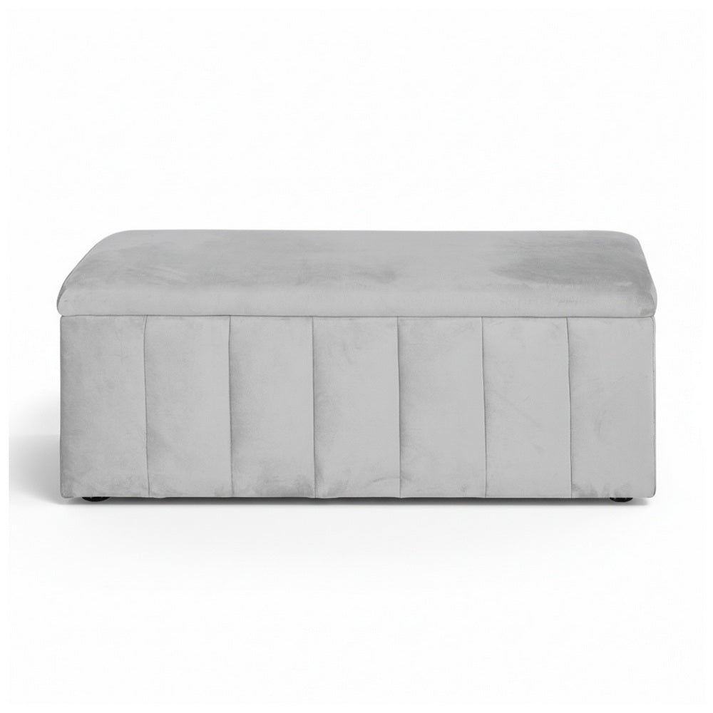 Ottomans & Footstools: Artiss Storage Ottoman Blanket Box Velvet Grey 103cm