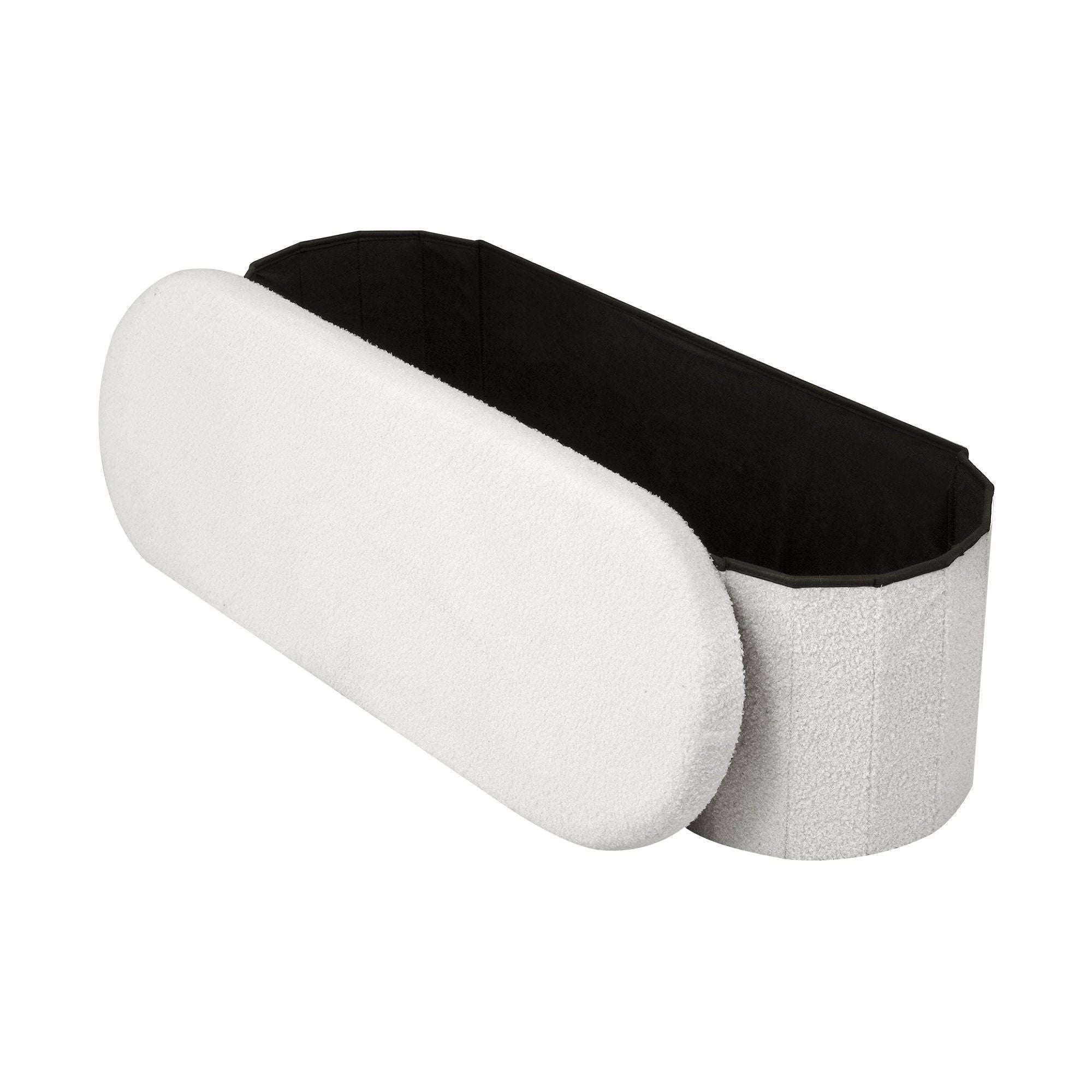 Artiss Storage Ottoman Foot Stool Rest Boucle Fabric Foldable White