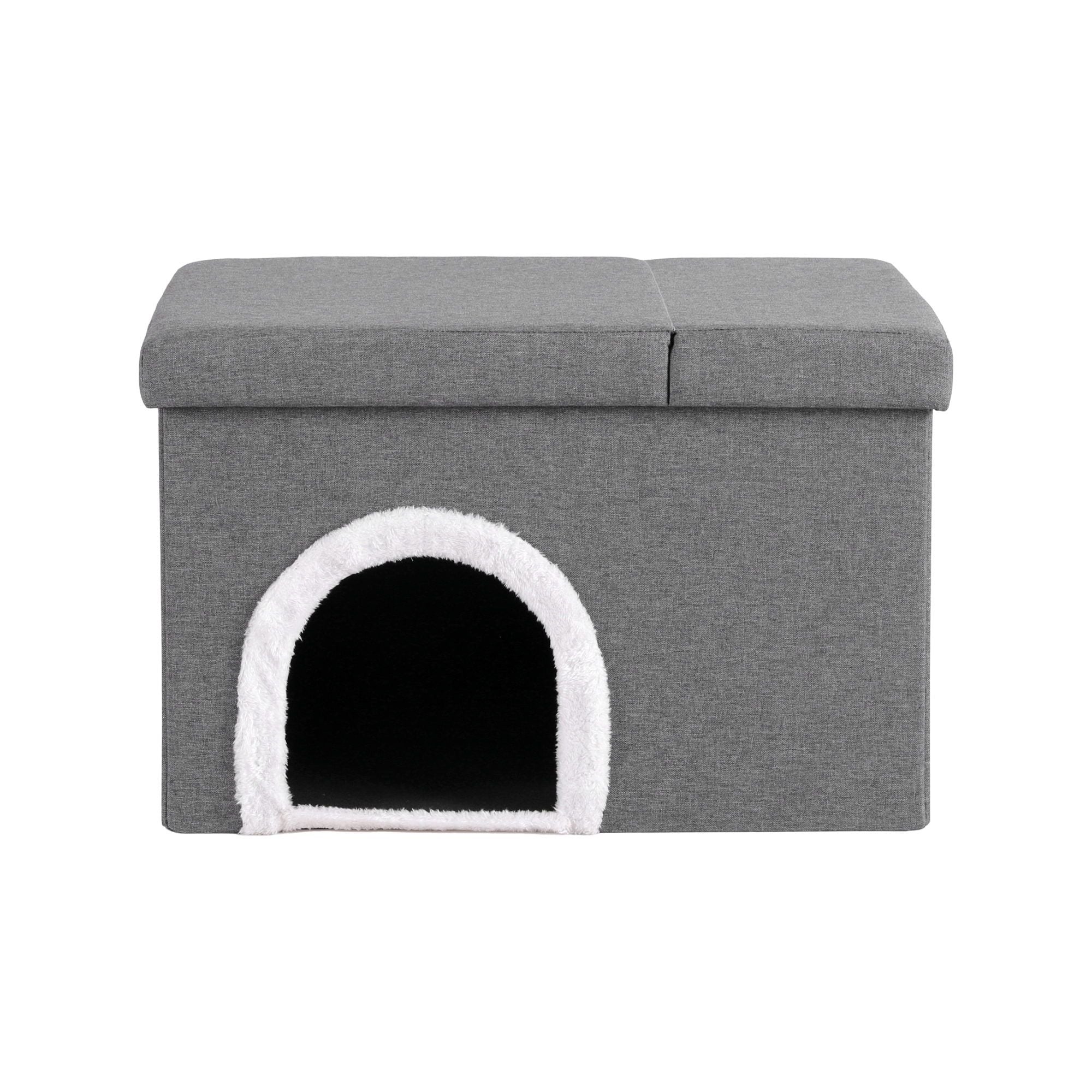 Artiss Storage Ottoman Foot Stool Cat Litter Box Enclosure Foldable Grey