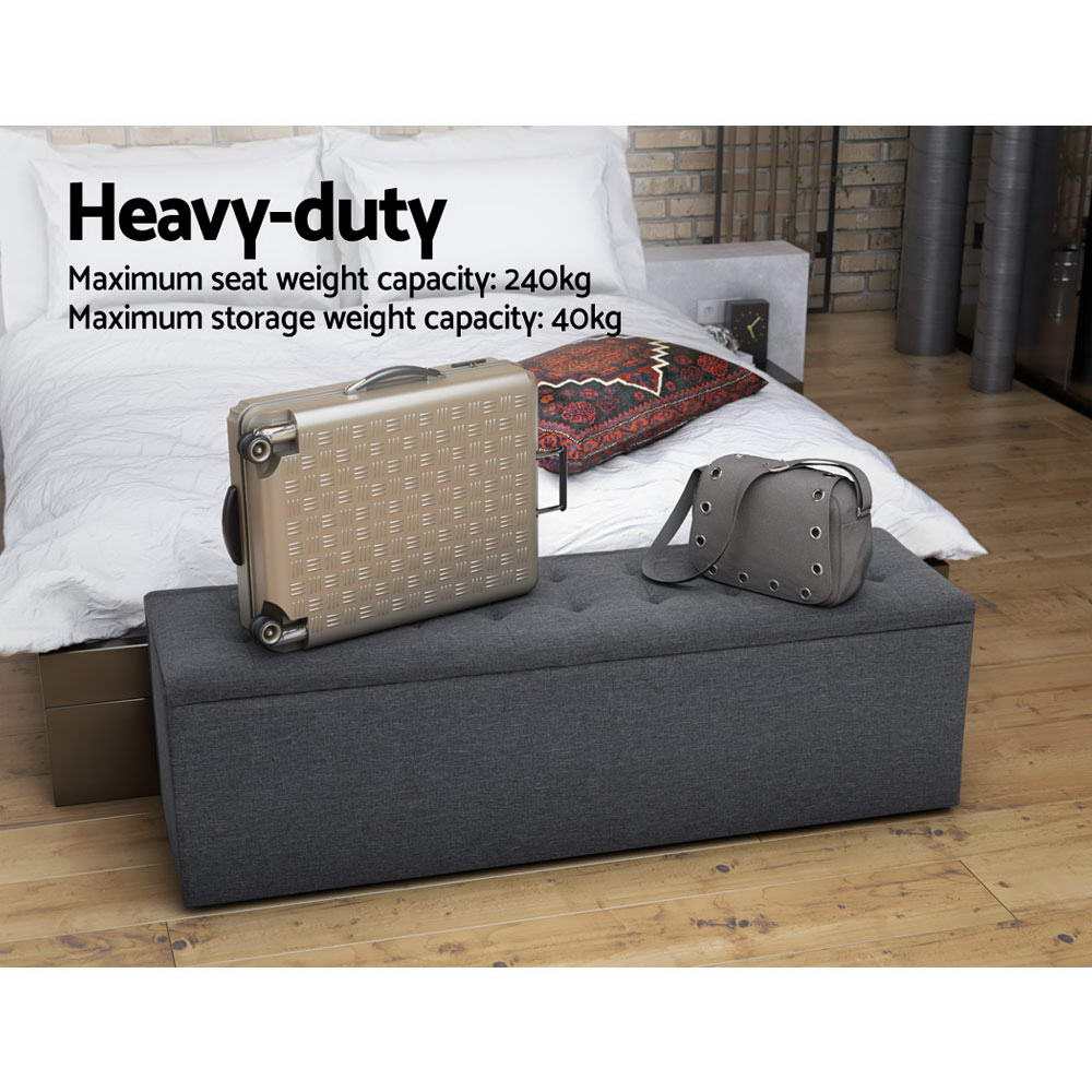 Ottomans & Footstools: Artiss Storage Ottoman Blanket Box 140cm Linen Dark Grey