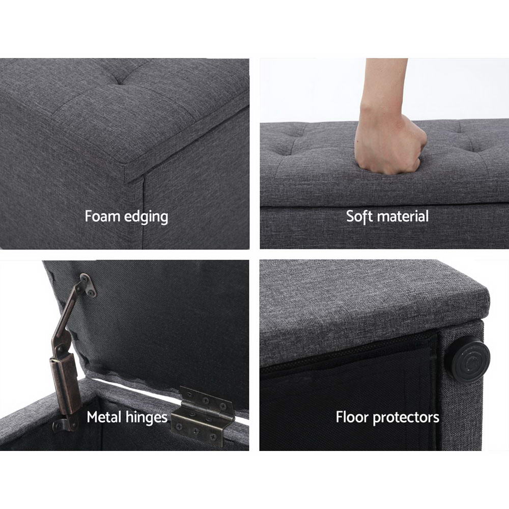 Ottomans & Footstools: Artiss Storage Ottoman Blanket Box 140cm Linen Dark Grey