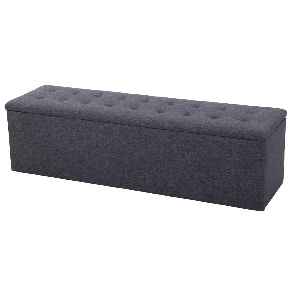 Ottomans & Footstools: Artiss Storage Ottoman Blanket Box 140cm Linen Dark Grey