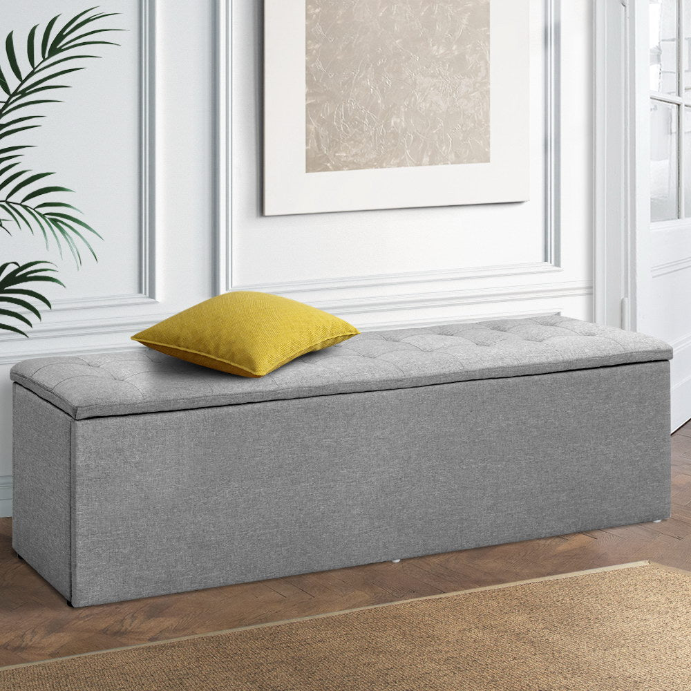Ottomans & Footstools: Artiss Storage Ottoman Blanket Box 140cm Linen Grey