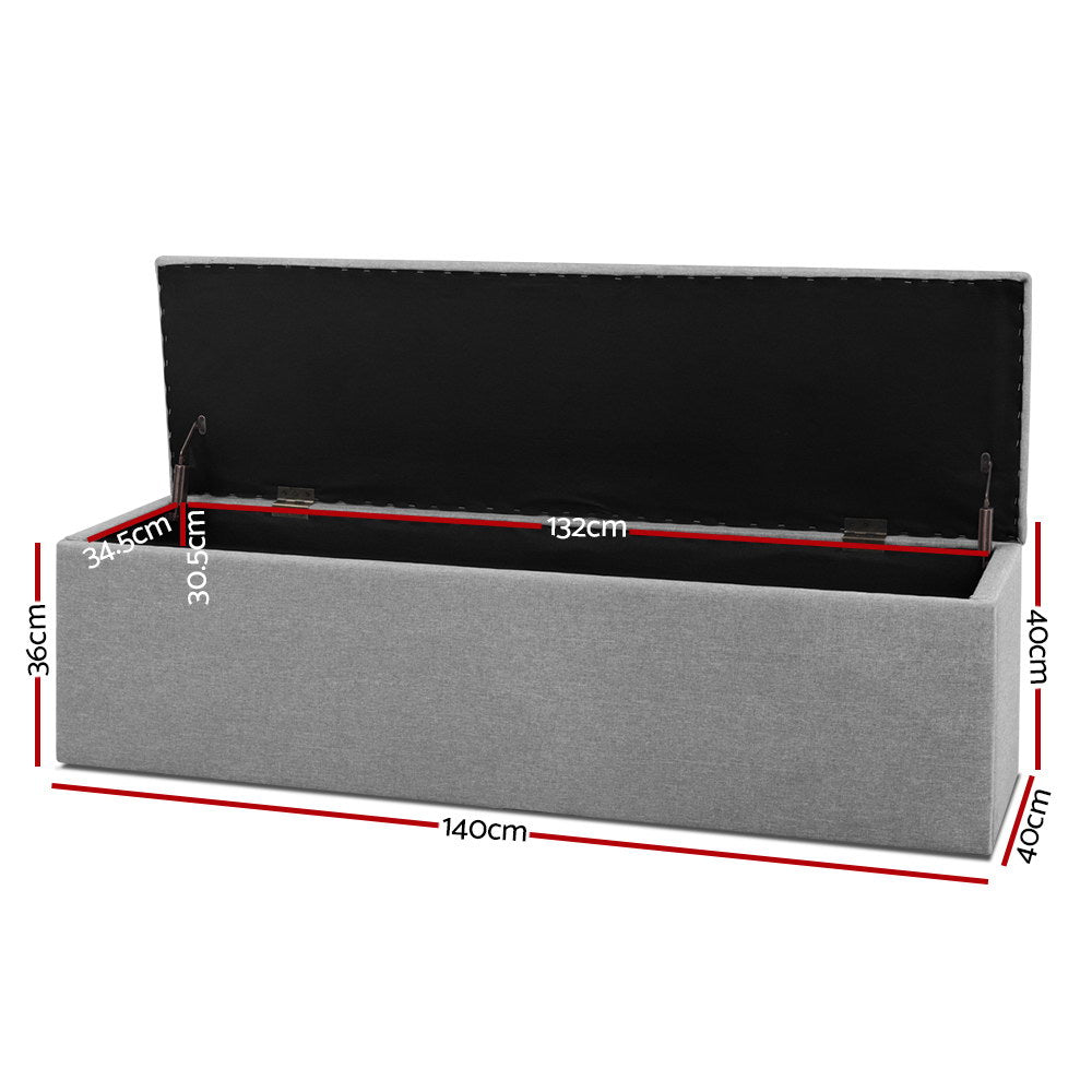 Ottomans & Footstools: Artiss Storage Ottoman Blanket Box 140cm Linen Grey