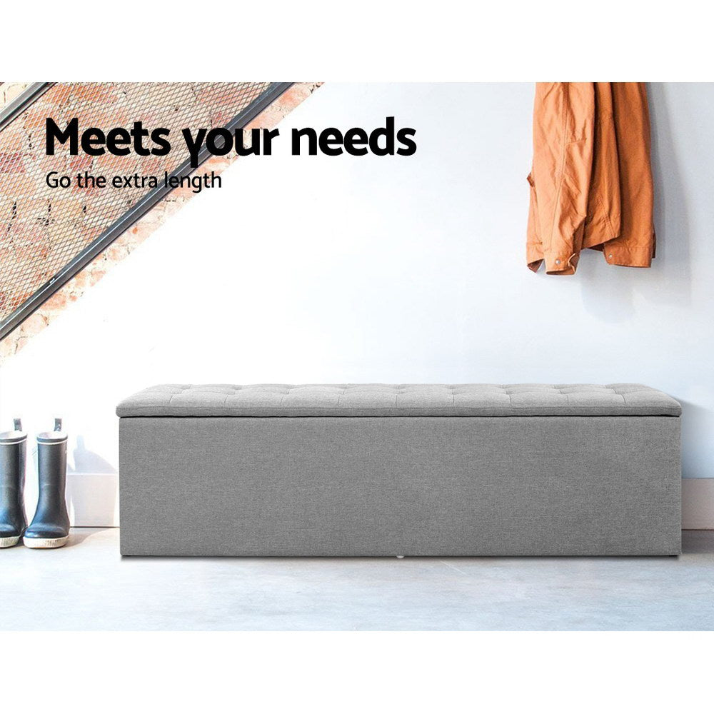 Ottomans & Footstools: Artiss Storage Ottoman Blanket Box 140cm Linen Grey