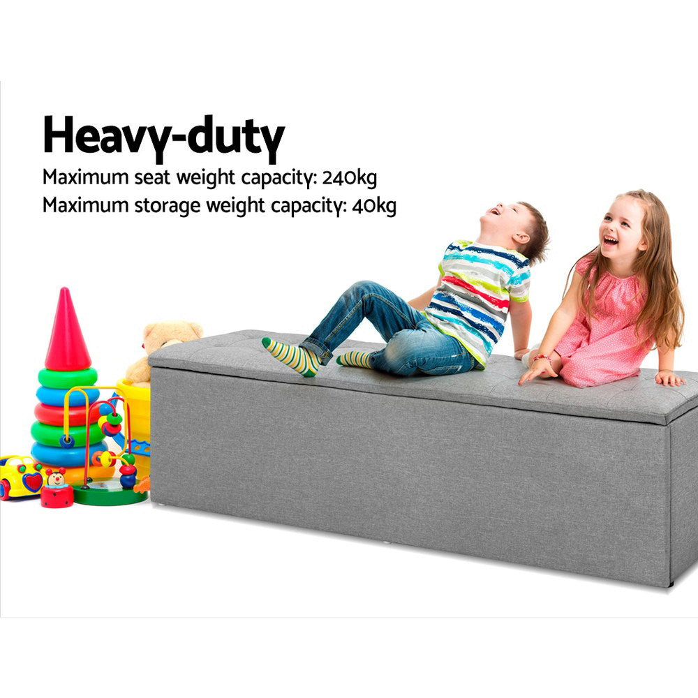 Ottomans & Footstools: Artiss Storage Ottoman Blanket Box 140cm Linen Grey