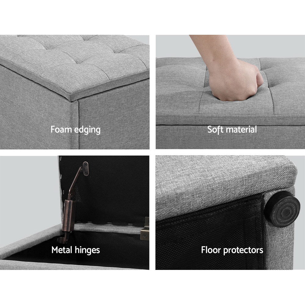 Ottomans & Footstools: Artiss Storage Ottoman Blanket Box 140cm Linen Grey