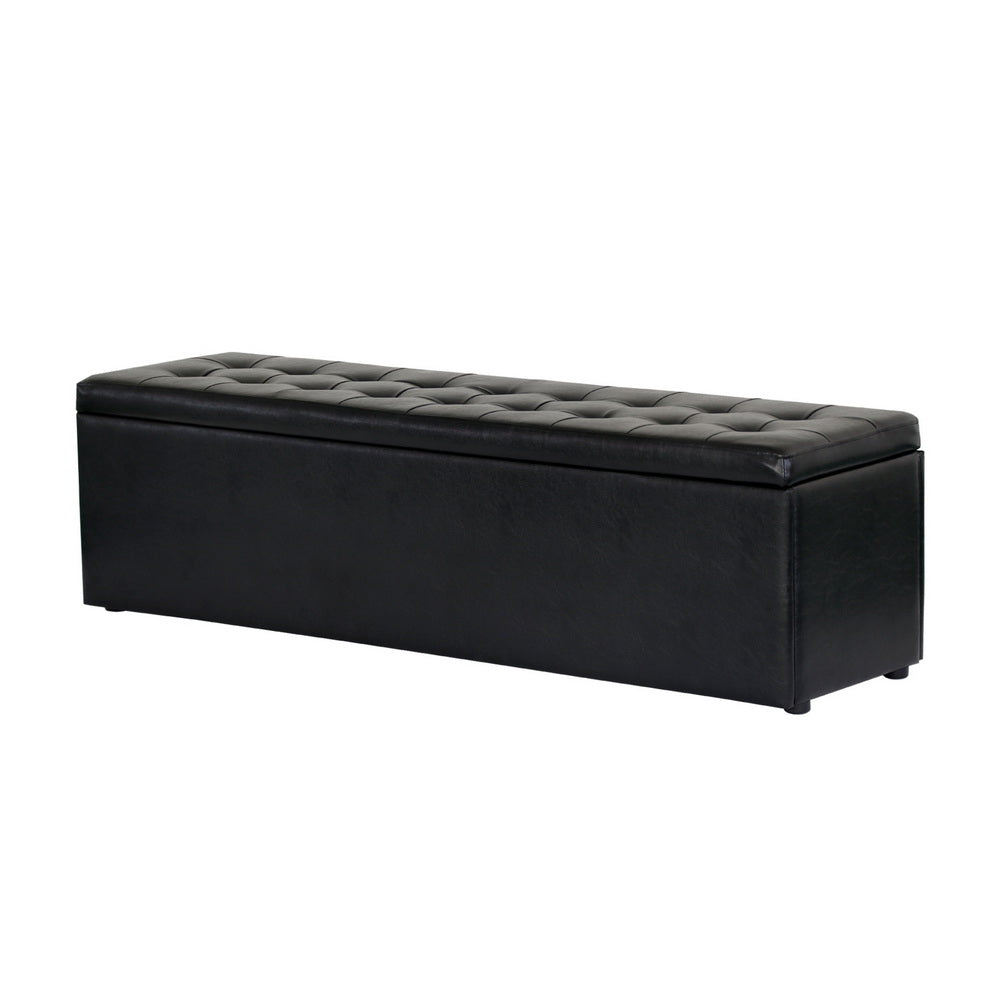 Ottomans & Footstools: Artiss Storage Ottoman Blanket Box 140cm Leather Black