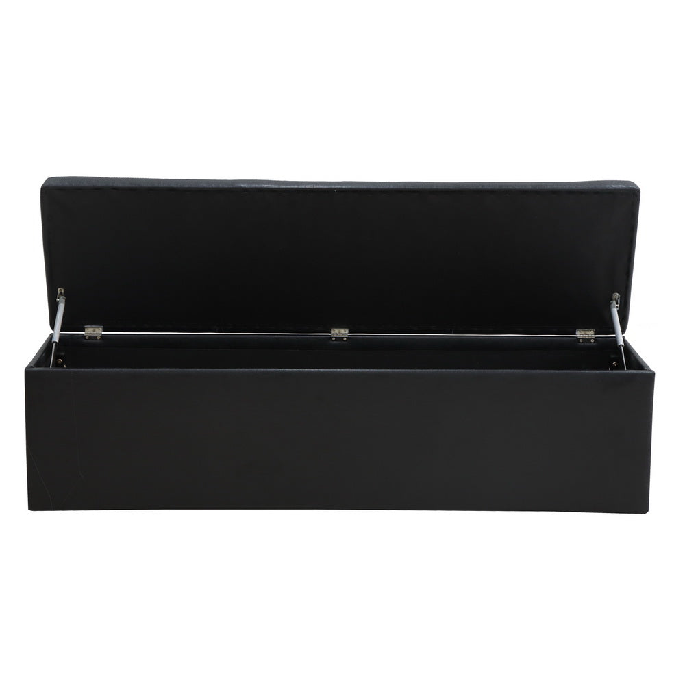 Ottomans & Footstools: Artiss Storage Ottoman Blanket Box 140cm Leather Black