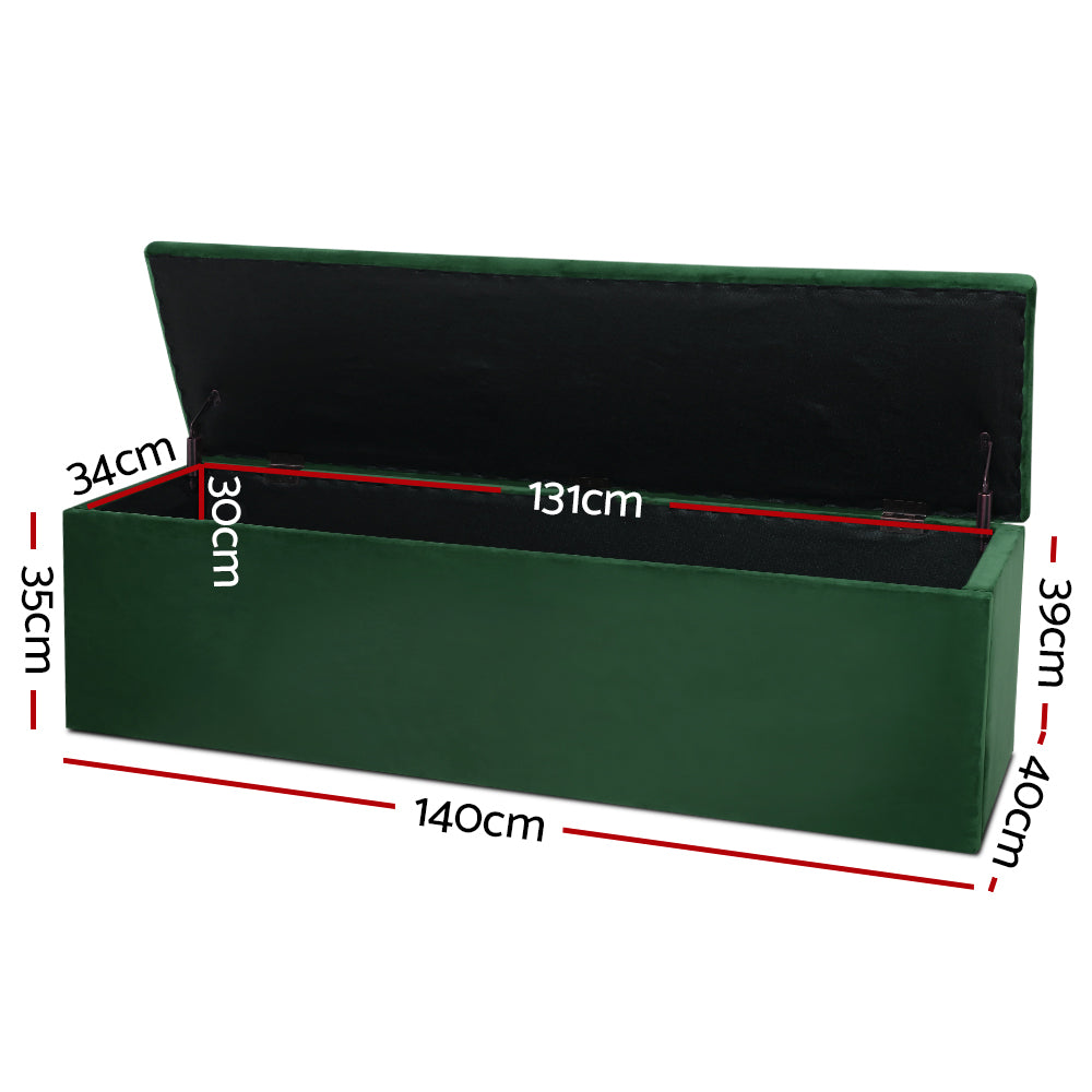 Ottomans & Footstools: Artiss Storage Ottoman Blanket Box 140cm Velvet Green