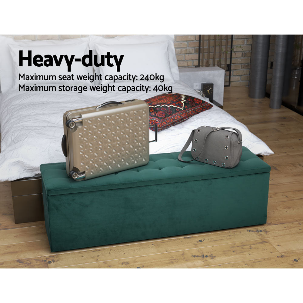 Ottomans & Footstools: Artiss Storage Ottoman Blanket Box 140cm Velvet Green
