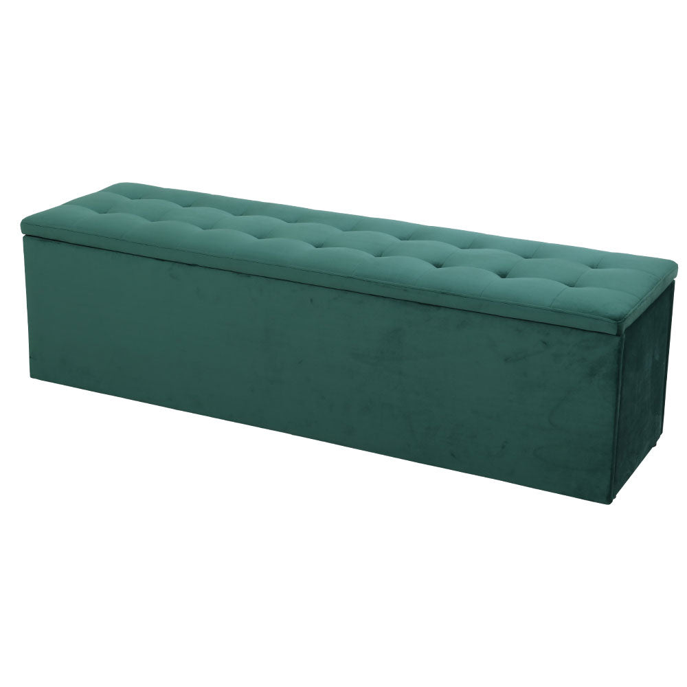 Ottomans & Footstools: Artiss Storage Ottoman Blanket Box 140cm Velvet Green