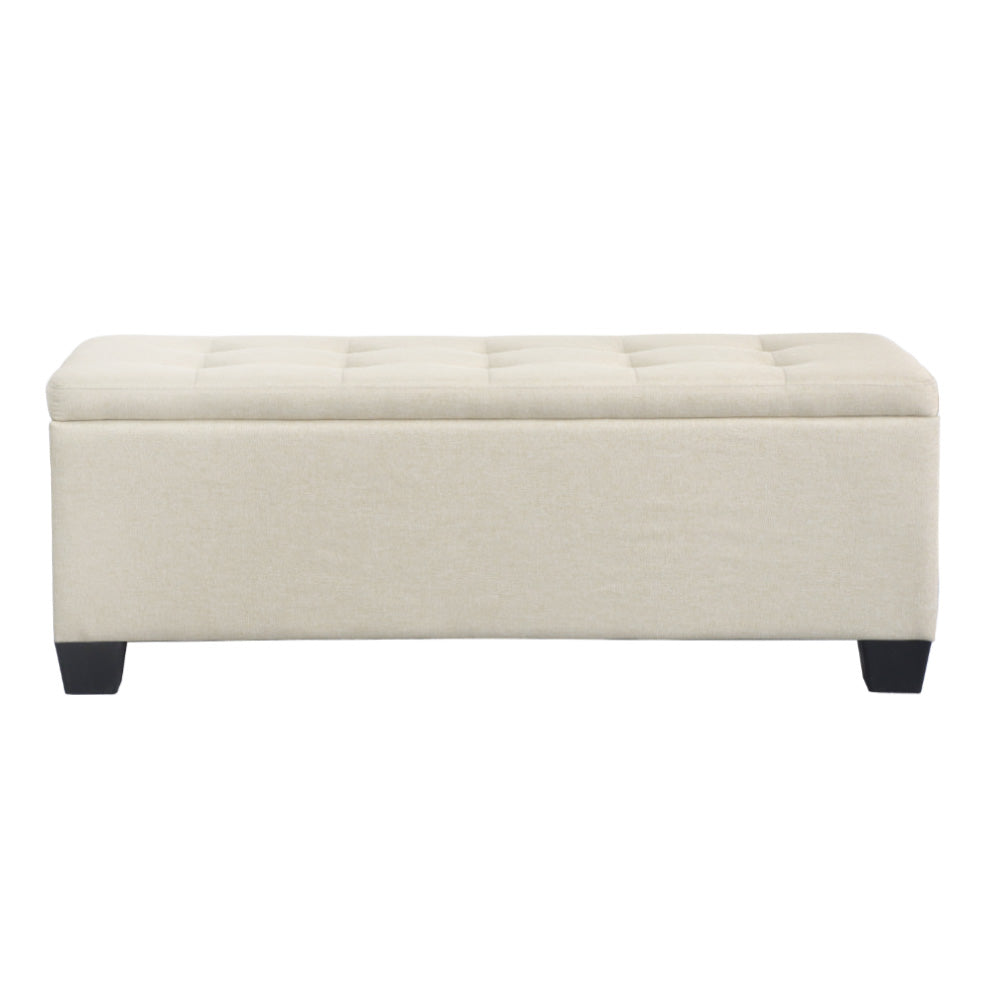 Ottomans & Footstools: Artiss Storage Ottoman Blanket Box 97cm Linen Beige