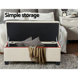 Artiss Storage Ottoman Blanket Box 97cm Linen Beige
